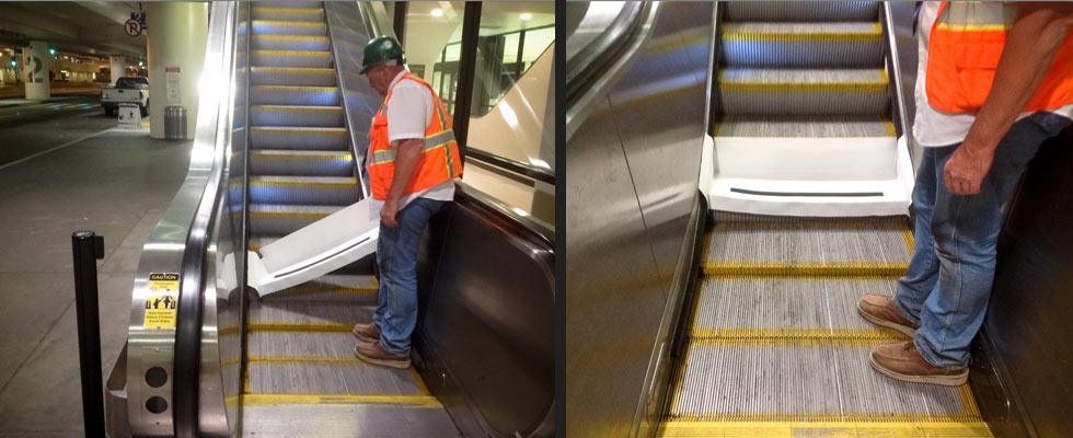 Escalator Step Covers Protect an Existing Escalator During Remodel - Hartman Products