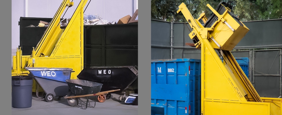 The Dumper - time saving equipment for construction site debris removal accomodates most container sizes - Hartman Products