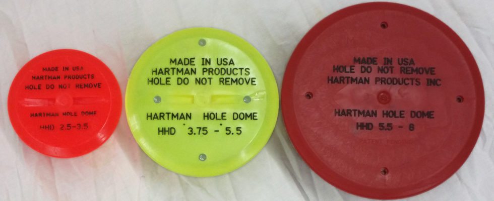 Hartman Hole Domes in 3 sizes cover 2.5"-8" construction site holes.