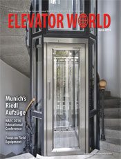 Elevator World magazine cover, for June 2014 - Elevator Step Covers are highlighted by the magazine editors