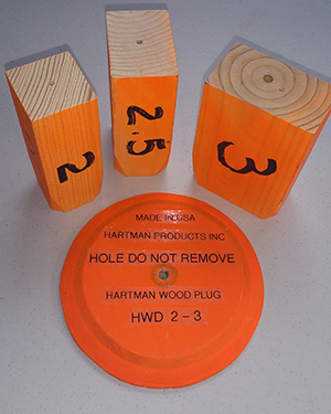 Wood Hole Covers Hole Plugs | Orange Kit with 3 Pre-Cut Stems and Lid | Hartman Products | Wood Hole Cover | Wood Hole Plug